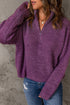 Zipped Turtleneck Drop Shoulder Knit Sweater